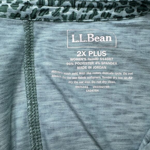 LL Bean T Shirt 2X Teal Streamside Tee Rolled Sleeve Moisture Wick Lightweight - Picture 4 of 9
